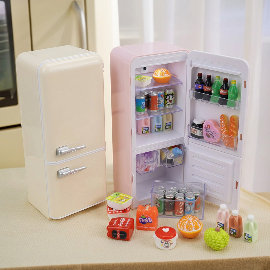 Kids Toys Kitchen Set - 33pcs Kids Mini Fridge Playset With